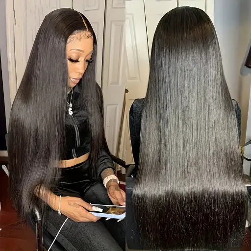 Perruques de cheveux humains droits 360 180% de densité 100% de perruques de cheveux humains pré-plumées