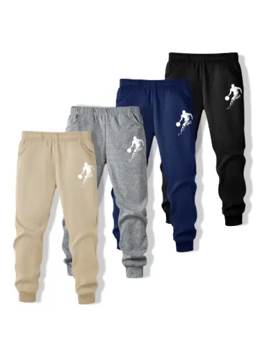  4-Pack Garçons Joggers imprimés, impression de basket-ball 