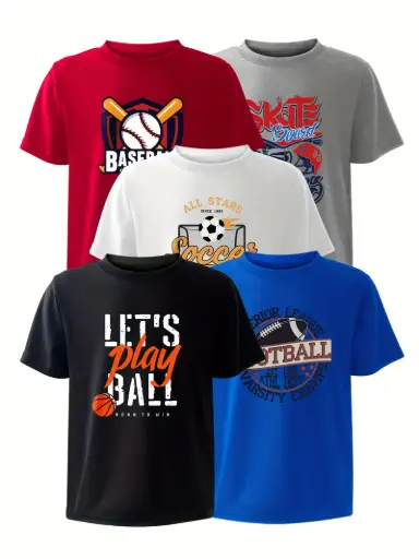 5 T-shirts de Sport pour Garçons