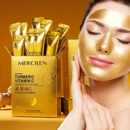 Masque Hydratant et Raffermissant à la Curcuma et Vitamine C avec Rétinol Paquet de 6g. pour le Visage
