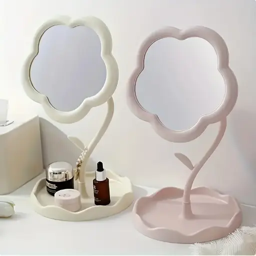 1pc trompette en boîte, miroir cosmétique en forme de fleur