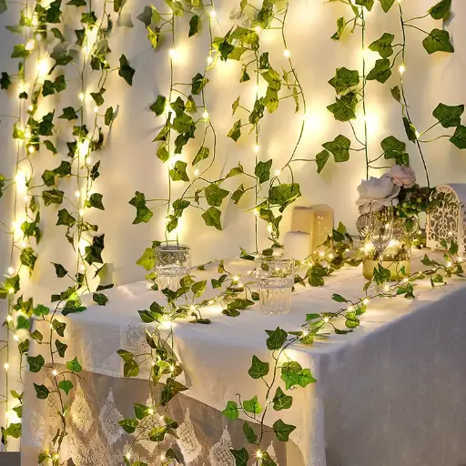 Décoration 1 pièce de lierre artificiel avec guirlande lumineuse