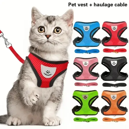 Harnais Réfléchissant pour Chien et Chat avec Laisse