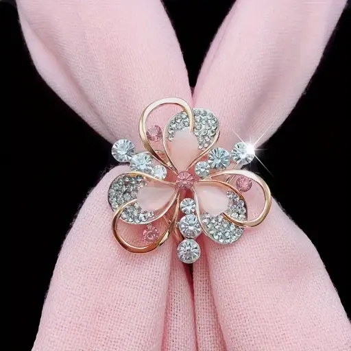 Clip de Foulard Élégant à Trois Anneaux en Strass