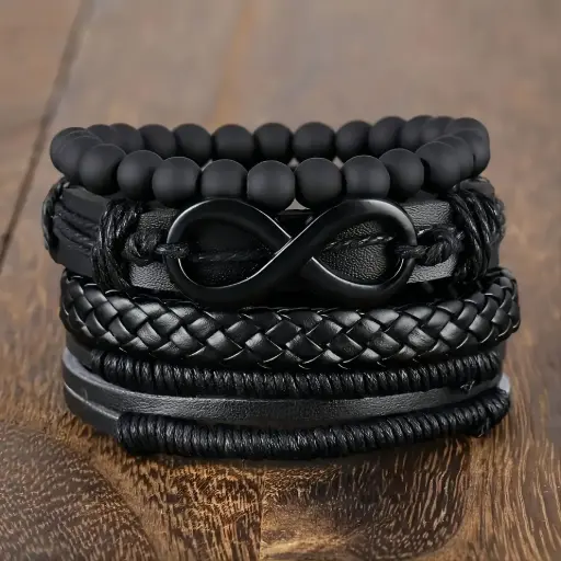 Lot de 4 bracelets tressés pour homme