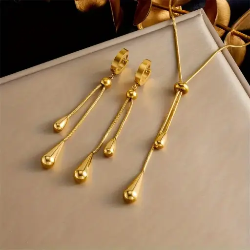 Ensemble élégant de bijoux en acier 